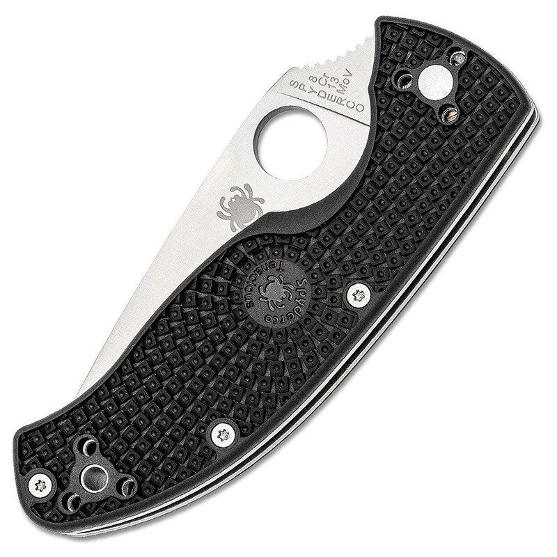 Ніж складаний Spyderco Tenacious напівсерейтор (довжина: 197мм, лезо: 86мм), чорний FRN