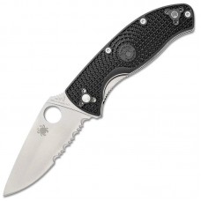 Нож складной Spyderco Tenacious полусеррейтор (длина: 197мм, лезвие: 86мм), черный FRN