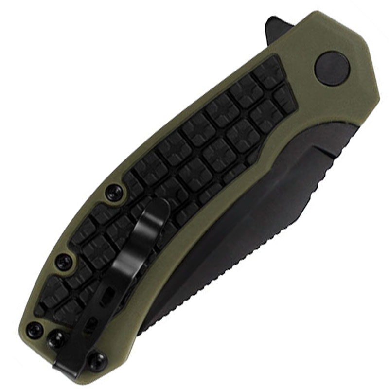 Нож складной Kershaw Faultline (длина: 178мм, лезвие: 76мм, черное), черно-оливковый