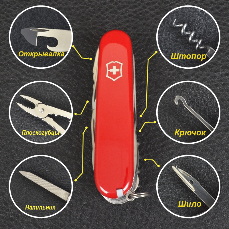 Ніж складаний, мультитул Victorinox Handyman (91мм,24 функції), червоний 1.3773