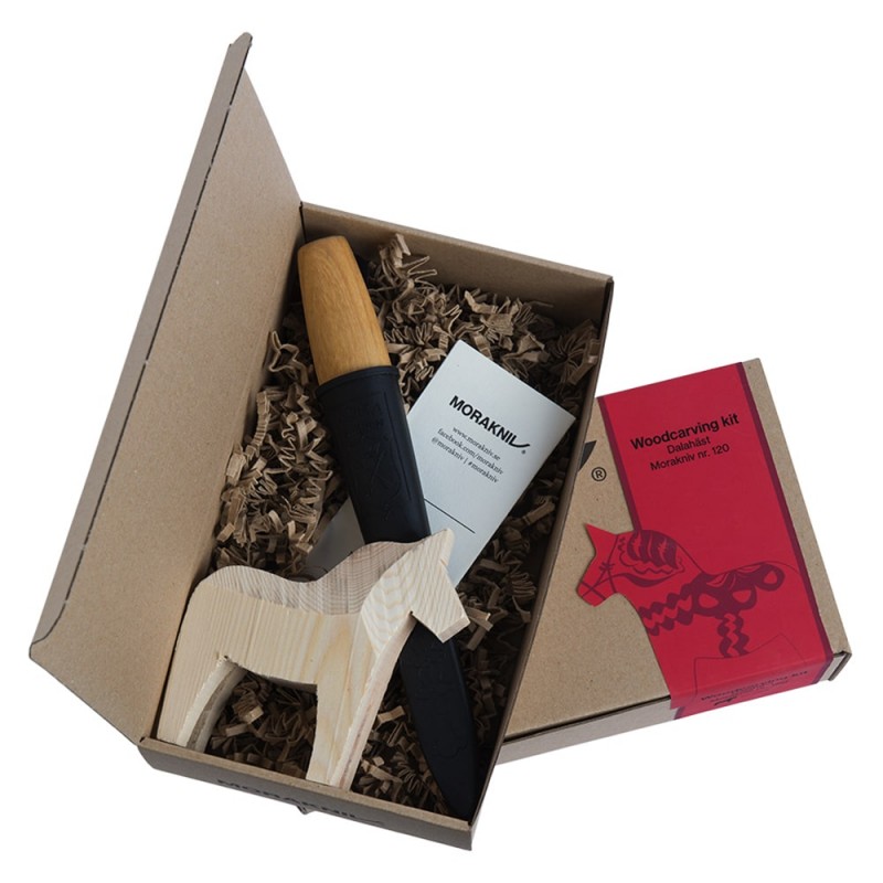 Набір для різьблення по дереву Mora Woodcarving Kit (ніж + дерев'яна конячка), подарункова коробка
