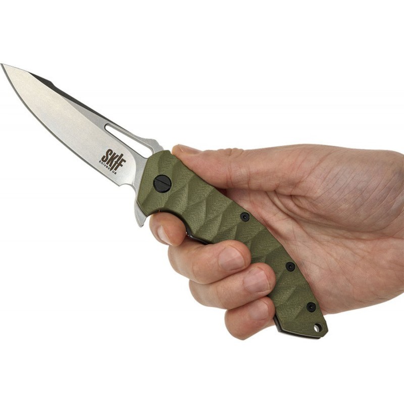 Ніж складаний SKIF Shark II SW (довжина: 217мм, лезо: 94мм), оливковий