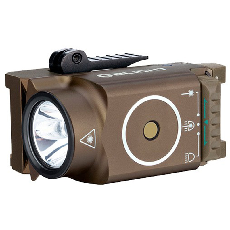 Фонарь пистолетный с ЛЦУ Olight Baldr Mini-DT (600люмен, 1режим, магнитная зарядка),desert, комплект