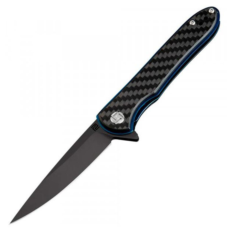 Ніж складаний Artisan Shark Small (довжина: 180мм, лезо: 80мм, чорне), чорний CF