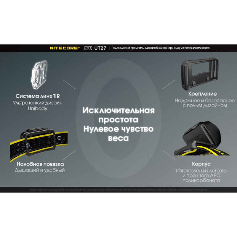 Налобный фонарь с универсальным питанием Nitecore UT27 (2 x CREE, 520 люмен, 7 режимов, 3xAAA, USB-C)