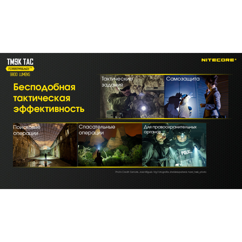 Ліхтар Nitecore TM9K TAC (CREE XP-L2 HD LEDs, 9800 люмен, 6 режимів, USB Type-C)