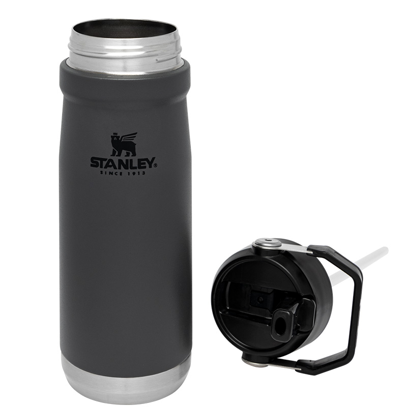 Термопляшка Stanley Go flip straw (0.65л), сіра