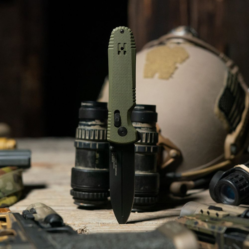 Ніж складаний SOG Pentagon XR (довжина: 213мм, лезо: 91мм, чорний), зелений