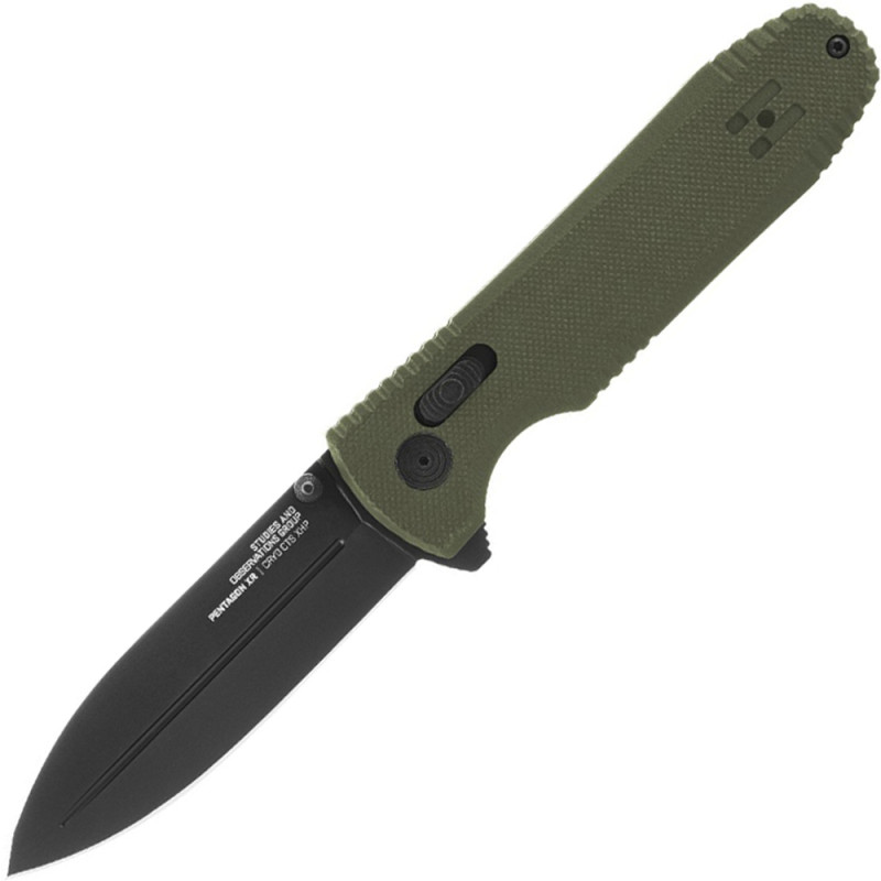 Ніж складаний SOG Pentagon XR (довжина: 213мм, лезо: 91мм, чорний), зелений