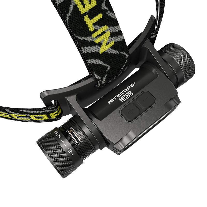 Ліхтар налобний фокусований Nitecore HC68 (Luminus LED + RED LED, 2000 люмен, 16 режимів, 1x18650, USB-C)