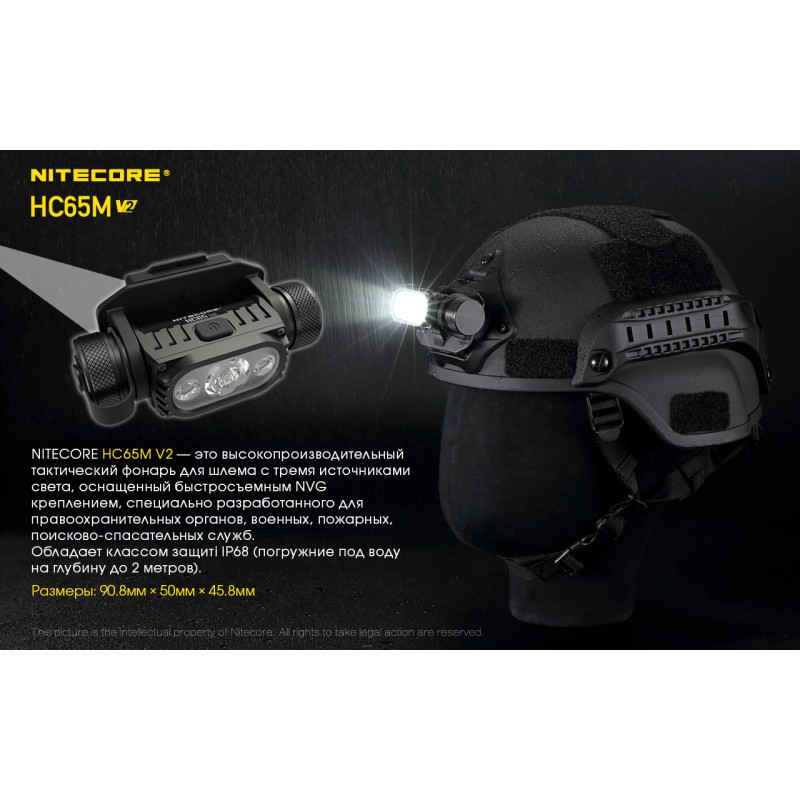 Мощный налобный фонарь Nitecore HC65M V2 (USB Type-C)