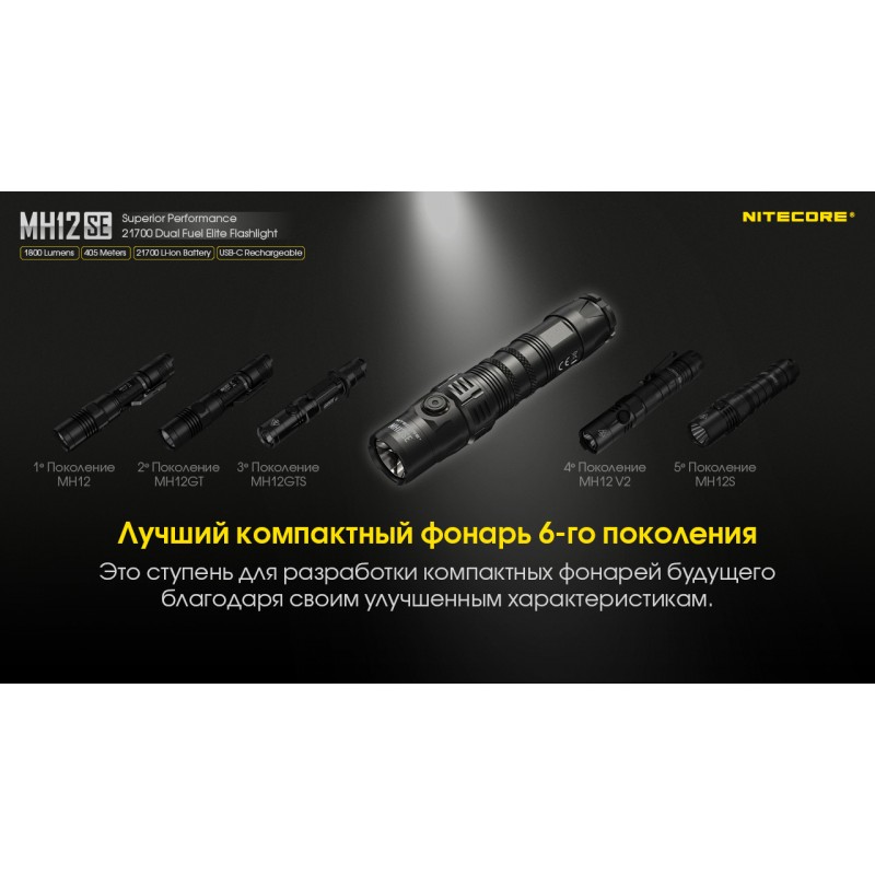 Потужний тактичний ліхтар Nitecore MH12SE (USB Type-C)