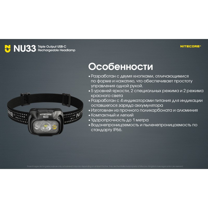 Налобный фонарь Nitecore NU33