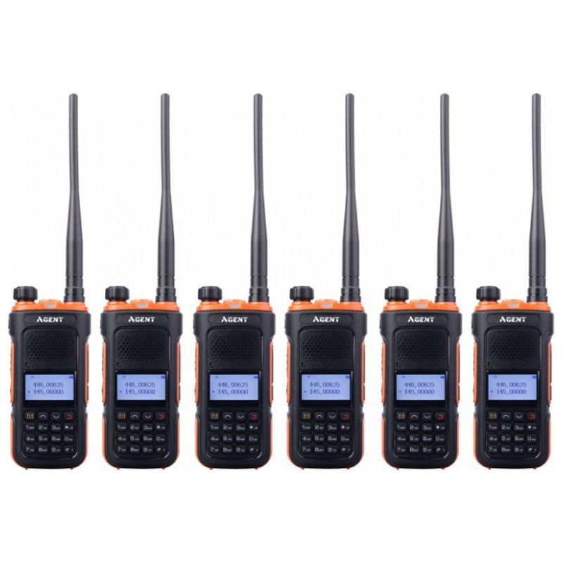 Рація Agent AR-UV10 Six Pack (0.5W, UHF400-470MHz, VHF136-174MHz, до 10 км, 128 каналів, АКБ), 6 шт