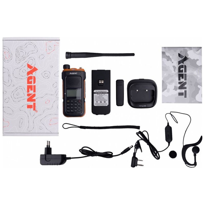 Рація Agent AR-UV10 Six Pack (0.5W, UHF400-470MHz, VHF136-174MHz, до 10 км, 128 каналів, АКБ), 6 шт