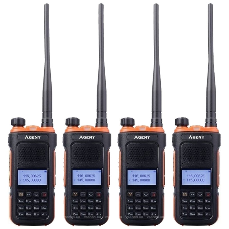 Рація Agent AR-UV10 Quad Pack (0.5W, UHF400-470MHz, VHF136-174MHz, до 10 км, 128 каналів, АКБ), 4 шт