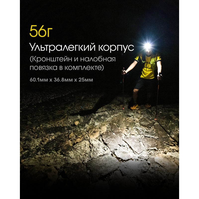 Ультралегкий налобный фонарь Nitecore NU25 NEW, черный