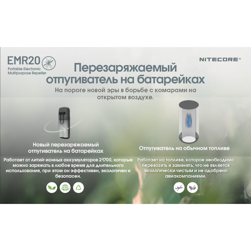 2в1 Фумигатор беспроводной, Power Bank Nitecore EMR20 (QC 3.0, 10000mAh)