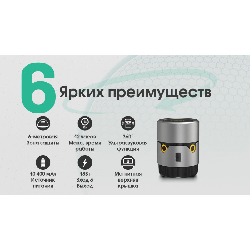 2в1 Фумигатор беспроводной, Power Bank Nitecore EMR30 (QC 3.0, 10400mAh, Отпугиватель нагрев и ультразвук)