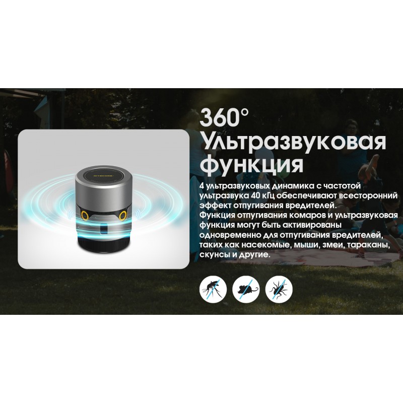 2в1 Фумигатор беспроводной, Power Bank Nitecore EMR30 (QC 3.0, 10400mAh, Отпугиватель нагрев и ультразвук)
