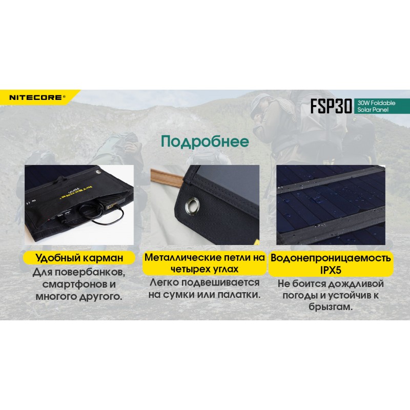 Панель сонячна Nitecore FSP30 (30W)