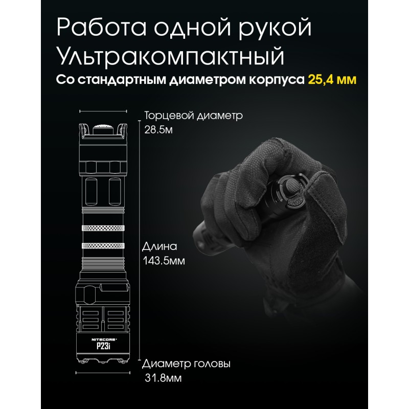 Потужний тактичний ліхтар Nitecore P23i (USB Type-C)
