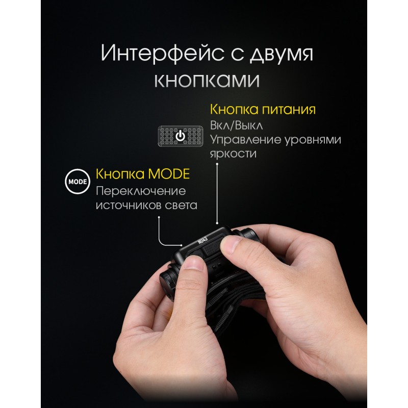 Фонарь налобный Nitecore NU43 (Белый + Красный LED, 1400 люмен, 9 режимов, 1x18650, USB-C, датчик приближения)