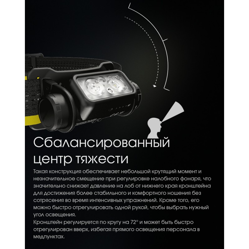 Фонарь налобный Nitecore NU43 (Белый + Красный LED, 1400 люмен, 9 режимов, 1x18650, USB-C, датчик приближения)