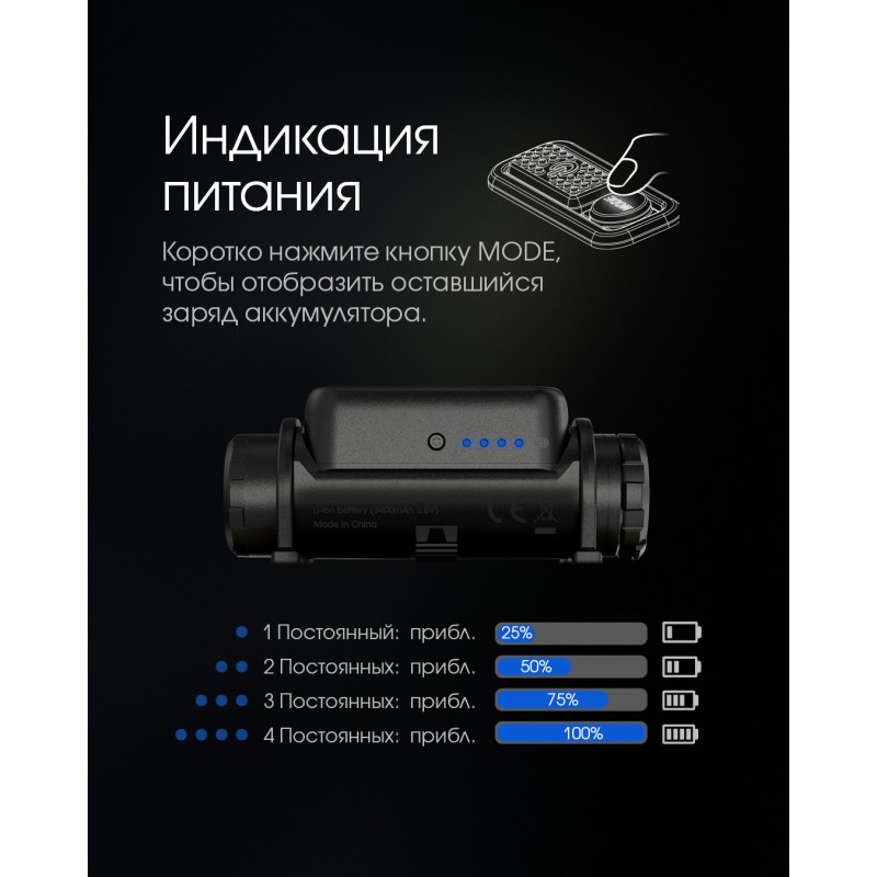 Фонарь налобный Nitecore NU43 (Белый + Красный LED, 1400 люмен, 9 режимов, 1x18650, USB-C, датчик приближения)