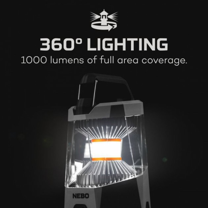 2в1 - Ліхтар кемпінговий + Power Bank Nebo Galileo 1000 (1000 люмен, білий + червоний, 1x18650, або 6 елементів D, USB, плавне регулювання яскравості)