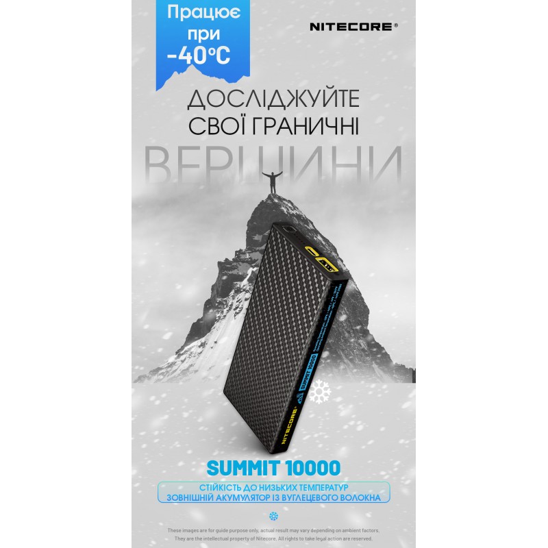 Внешнее зарядное устройство Power Bank Nitecore SUMMIT 10000 (38,5W, QC 3.0, 10000mAh, с функцией подогрева)