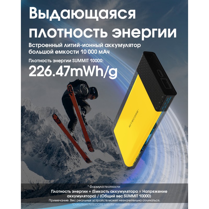 Внешнее зарядное устройство Power Bank Nitecore SUMMIT 10000 (38,5W, QC 3.0, 10000mAh, с функцией подогрева)