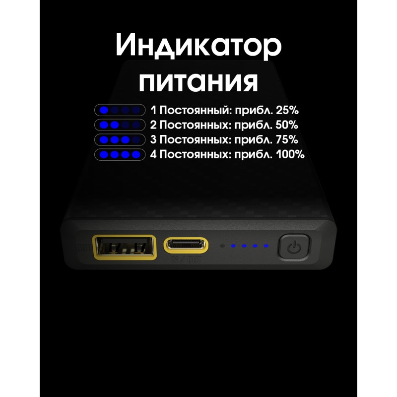 Внешнее зарядное устройство Power Bank Nitecore SUMMIT 10000 (38,5W, QC 3.0, 10000mAh, с функцией подогрева)