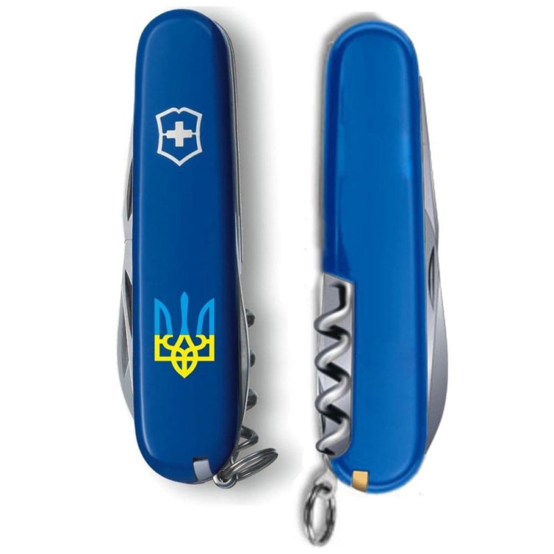 Ніж складаний, мультитул Victorinox Spartan Ukraine Тризуб (91мм, 12 функцій), синій 13603.2_T0016u