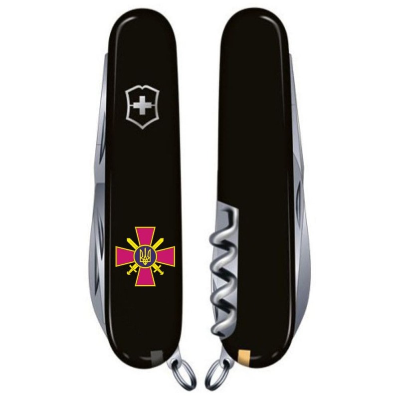 Ніж складаний, мультитул Victorinox Spartan Емблема ЗСУ (91мм, 12 функцій), чорний 13603.3_W0020u