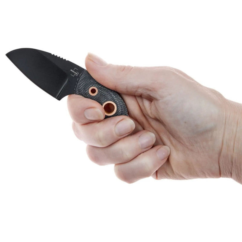 Ніж фіксований Boker Plus Gnome (довжина 98 мм, лезо 55 мм, чорне), чорний