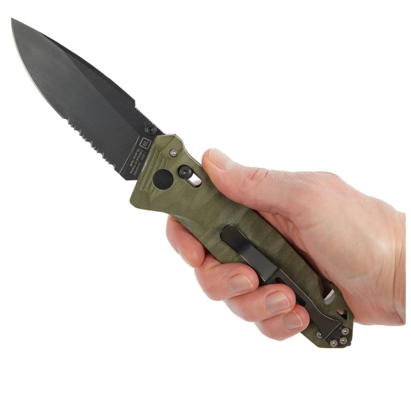 Ніж TB Outdoor CAC S200 Army Knife G10 напівсерейтор (довжина 230 мм, лезо 85 мм), оливкове