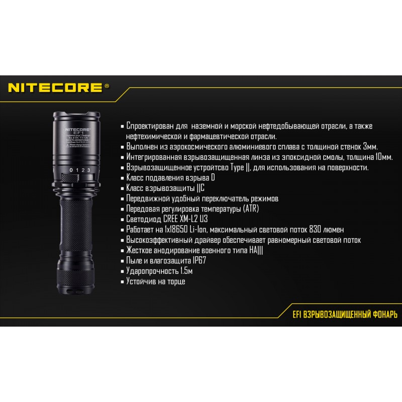 Высокопроизводительный фонарь Nitecore EF1 взрывозащищенный