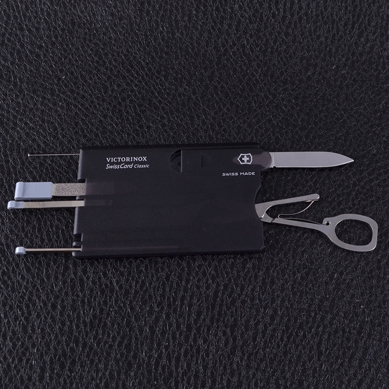 Набор Victorinox Swisscard (82х54х4мм, 10 функций), черный прозрачный 0.7133.T3