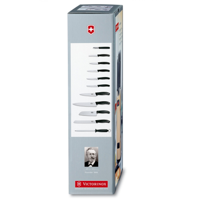 Набор кухонных ножей Victorinox Swissclassic (11 предметов) с подставкой, черный 6.7153.11