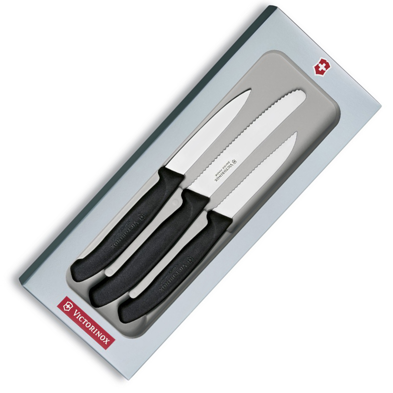 Набір кухонних ножів Victorinox Swissclassic (лезо: 80/80/100мм), чорний 6.7113.3G