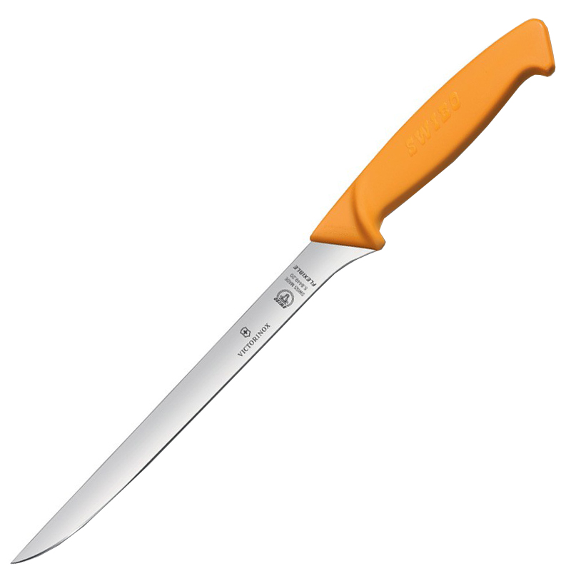 Нож кухонный, бытовой Victorinox Swibo Fish Flex-Narrow (лезвие: 200мм), желтый 5.8449.20