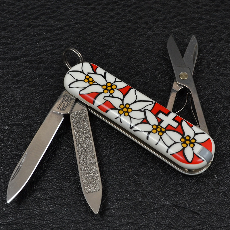 Ніж складаний, мультитул Victorinox Classic Edelweiss (58мм, 7 функцій), білий 0.6203.840