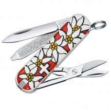 Нож складной, мультитул Victorinox Classic Edelweiss (58мм, 7 функций), белый 0.6203.840