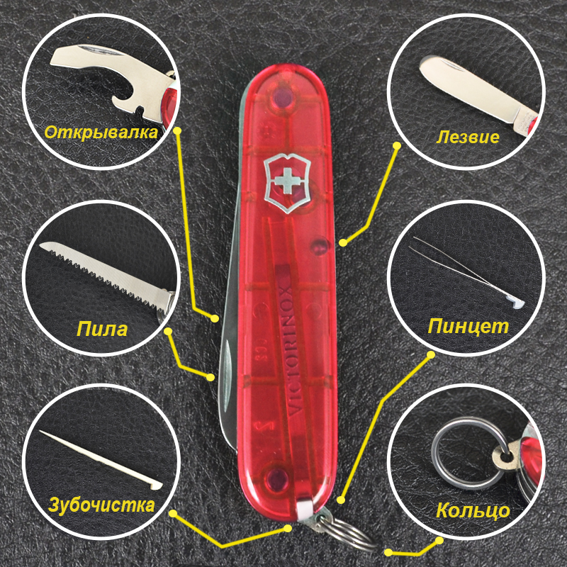 Ніж складаний, мультитул дитячий Victorinox My First (84мм, 9 функцій), червоний 0.2373.Т
