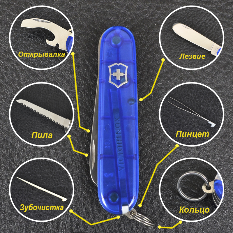 Ніж складаний, мультитул дитячий Victorinox My First (84мм, 9 функцій), синій 0.2373.Т2