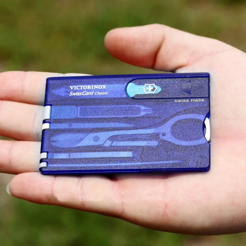 Набор Victorinox Swisscard (82х54х4мм, 10 функций), синий прозр. 0.7122.Т2