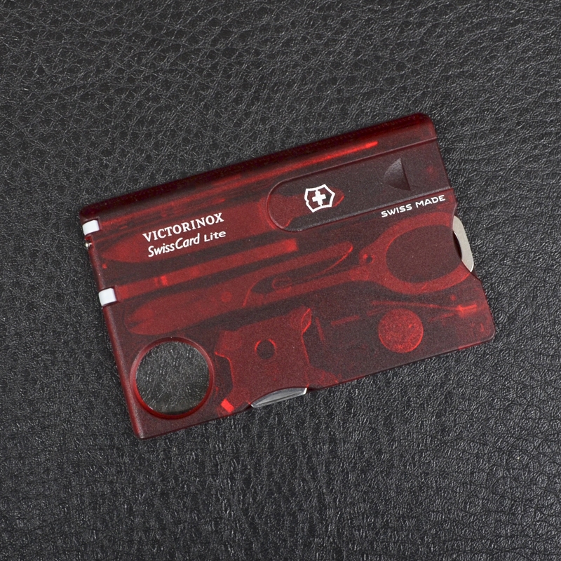 Набор Victorinox Swisscard Lite (82х54х4мм, 13 функций), красный прозр. 0.7300.Т