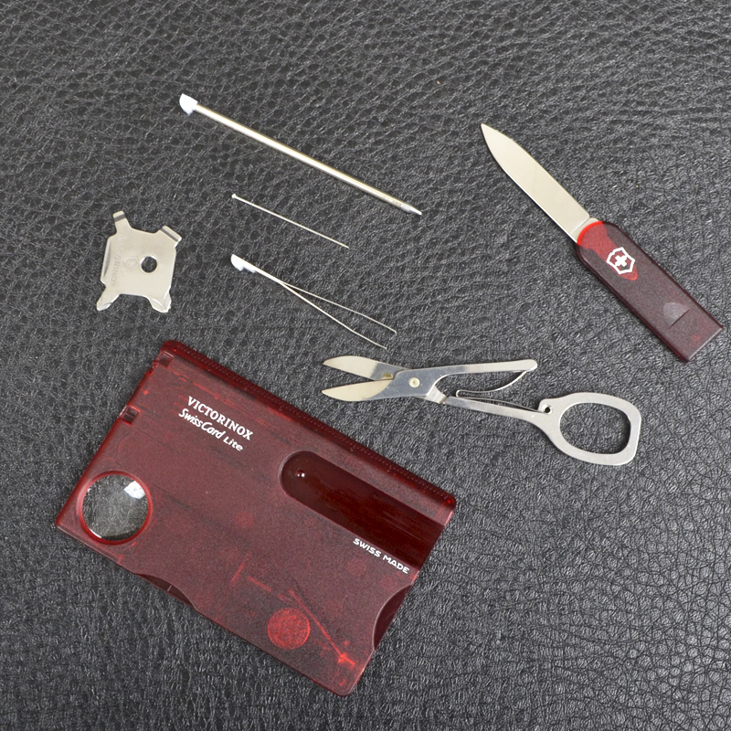 Набор Victorinox Swisscard Lite (82х54х4мм, 13 функций), красный прозр. 0.7300.Т