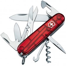 Ніж складаний, мультитул Victorinox Climber (91мм, 14 функцій), червоний прозорий. 1.3703.Т